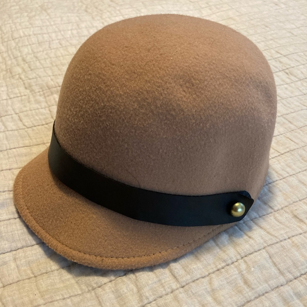 Janie and Jack Tan Hat with Brown Band